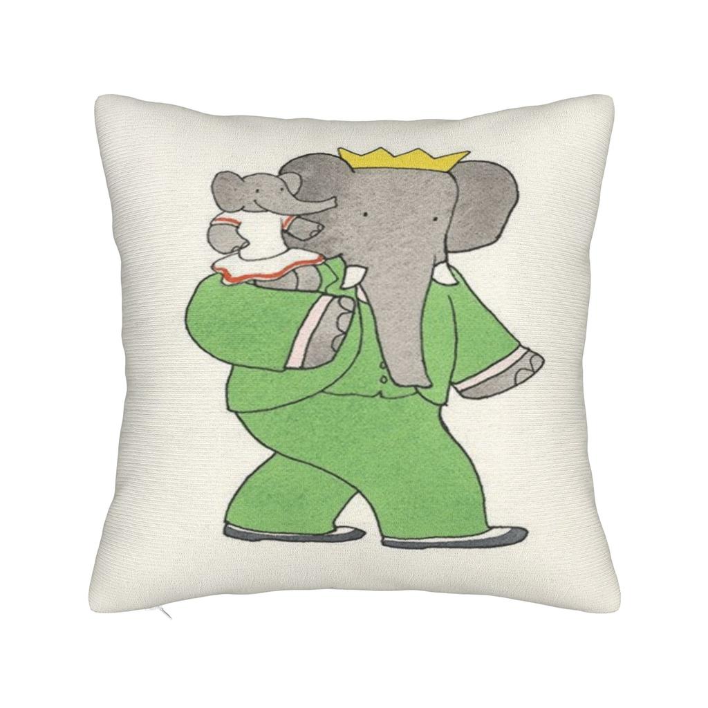 Cartoon Babar The Elephant Pillow Case  Comfy Pillow Cover Retro Trendy Pillowcases For Couch Sofa Bedroom