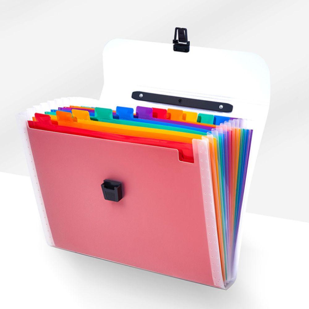 13 Layers A4 Handheld File Bag Transparent Waterproof Test Paper Storage Bag High Appearance with Index Stickers