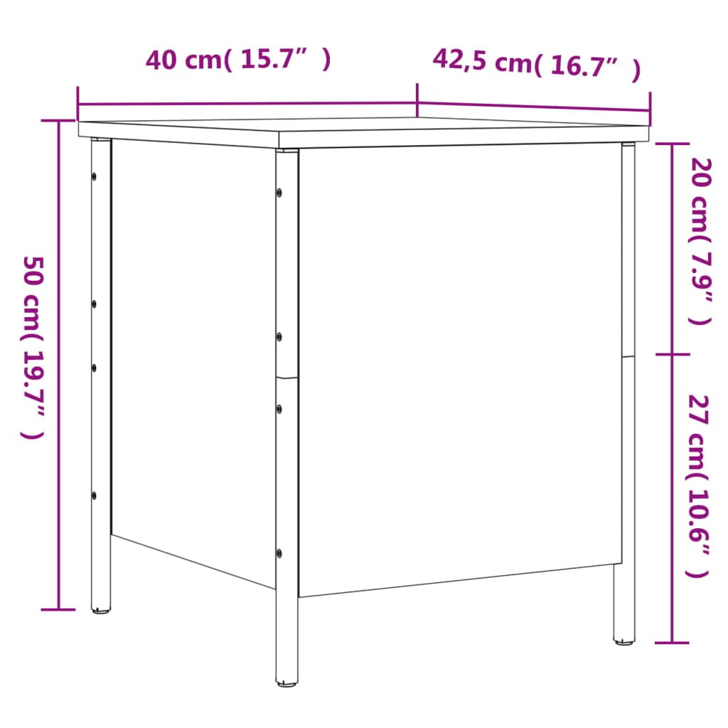 Storage Bench in Brown Oak Look 40 x 42.5 x 50 cm Wood Based Panel