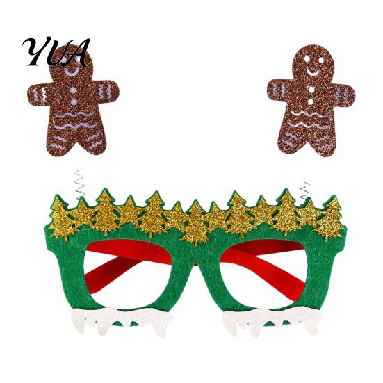 Holiday Costume Eyewear Accessories Christmas Glasses Photo Booth Props, Felt Reindeer Santa Snowman Eyeglasses for Eve Celebration Party, Funny Dress