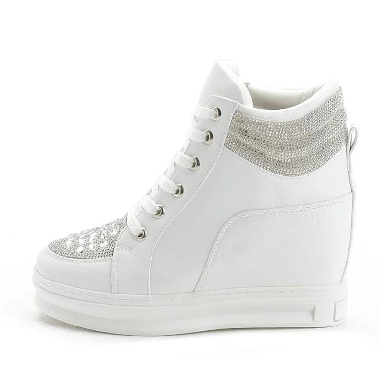 8 см микрофибровая платформа танкетка кожа весенние повседневные ботильоны с скрытым каблуком женские брендовые массивные кроссовки осенняя обувь