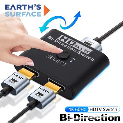 Переключатель HDMI-совместимый 4K 60 Гц Двунаправленный 2 порта HDTV Сплиттер для PS4 3 ПК ТВ-бокс 2 в 1 Выход HDMI-совместимый Переключатель Адаптер