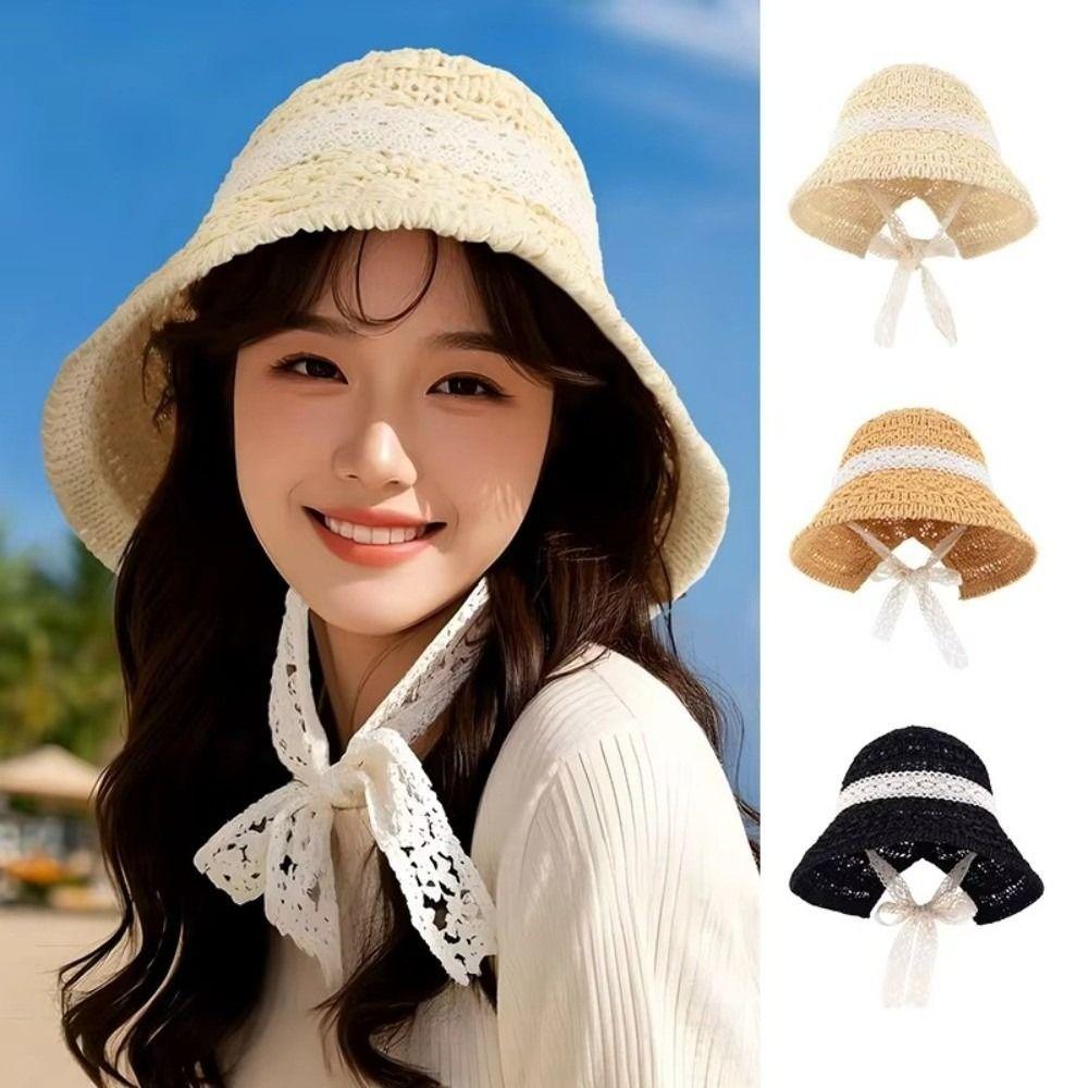 Breathable Straw Sun Hat Cute Strap Beach Sun Cap New Sunscreen Cap for Women Female