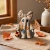 yangyizhi Halloween Lighted Patchwork Ghost Figurine, Light-Up Bow with Pumpkin Lantern, Ghosts Lamp Decoration for Holiday Party