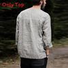 Casual Mens Long Sleeve Cotton Blend Shirt With Drawstring For Autumn Spring Wear