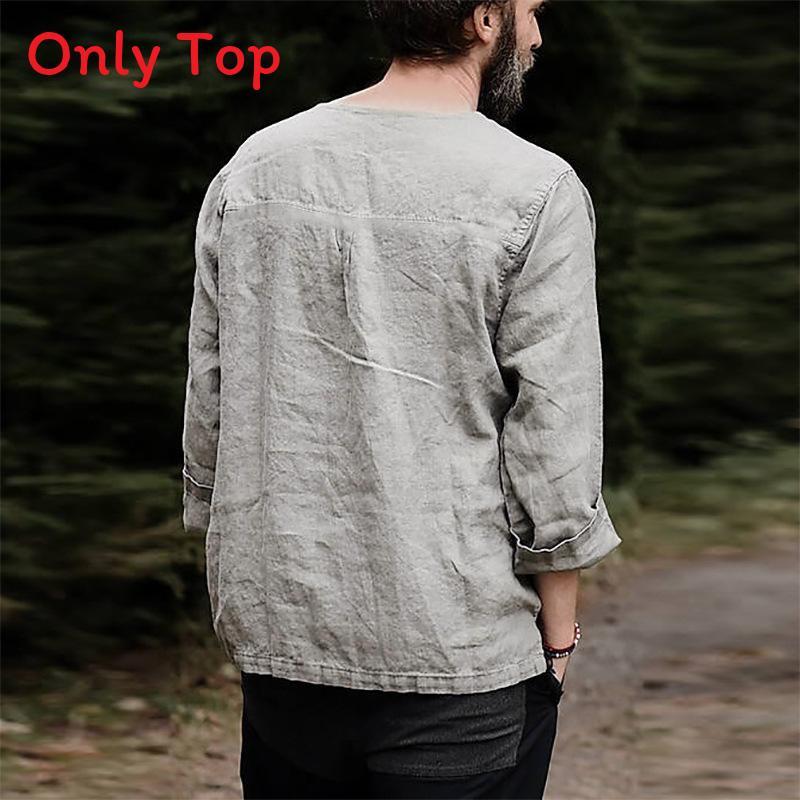 Casual Mens Long Sleeve Cotton Blend Shirt With Drawstring For Autumn Spring Wear
