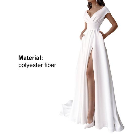 Женские нижние юбки, вечернее платье больших размеров с v-образным вырезом, белое платье длиной до пола с высокой талией и боковым разрезом, с карманами для банкета