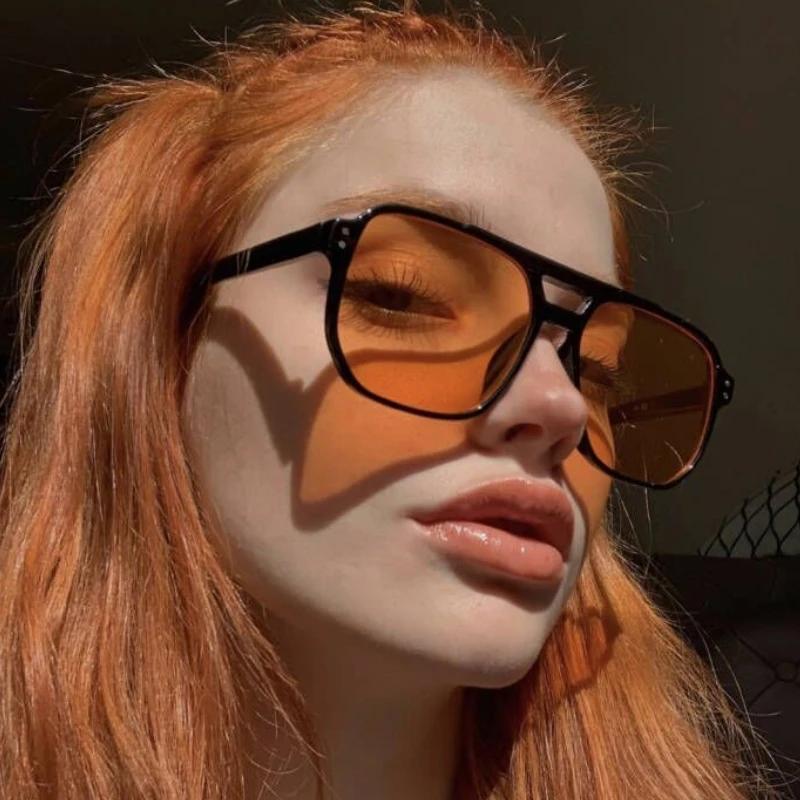 Модные женские новые модные солнцезащитные очки с двойным мостиком для мужчин, модные квадратные солнцезащитные очки для отдыха на открытом воздухе, унисекс, Ins Style, шопинг, солнцезащитные очки
