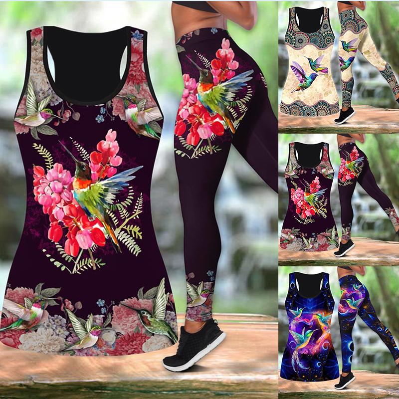 Экипировка для йоги с принтом сороки для женщин, модные леггинсы для тренировок с 3D принтом, спортивные повседневные штаны для фитнеса с высокой талией