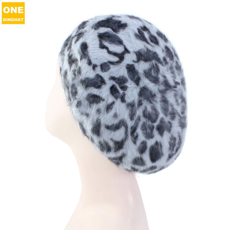 Осенне-зимняя шапка с леопардовым принтом, берет из кроличьей шерсти, модная женская шляпа-бутон Jdm-180D