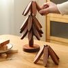 Christmas Tree Coaster Set Foldable Wood Trivet for Hot Pots/Pans/Bowls Xmas Table Decor for Kitchen Dining Room Restaurant Gift