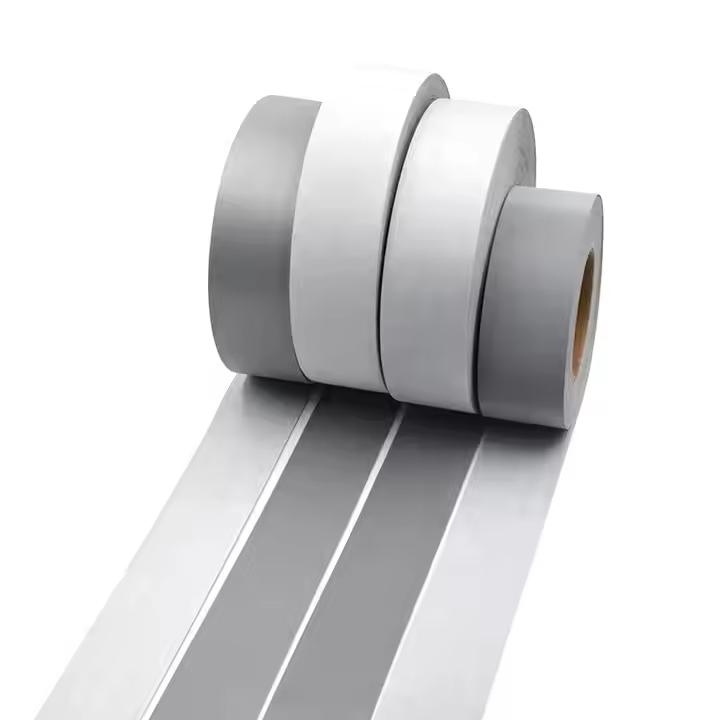 Cinta Reflectante De Poliéster 5cm Sew-on Reflective Tape Silver Grey Reflective Fabric for Safety Vest Manufacturers