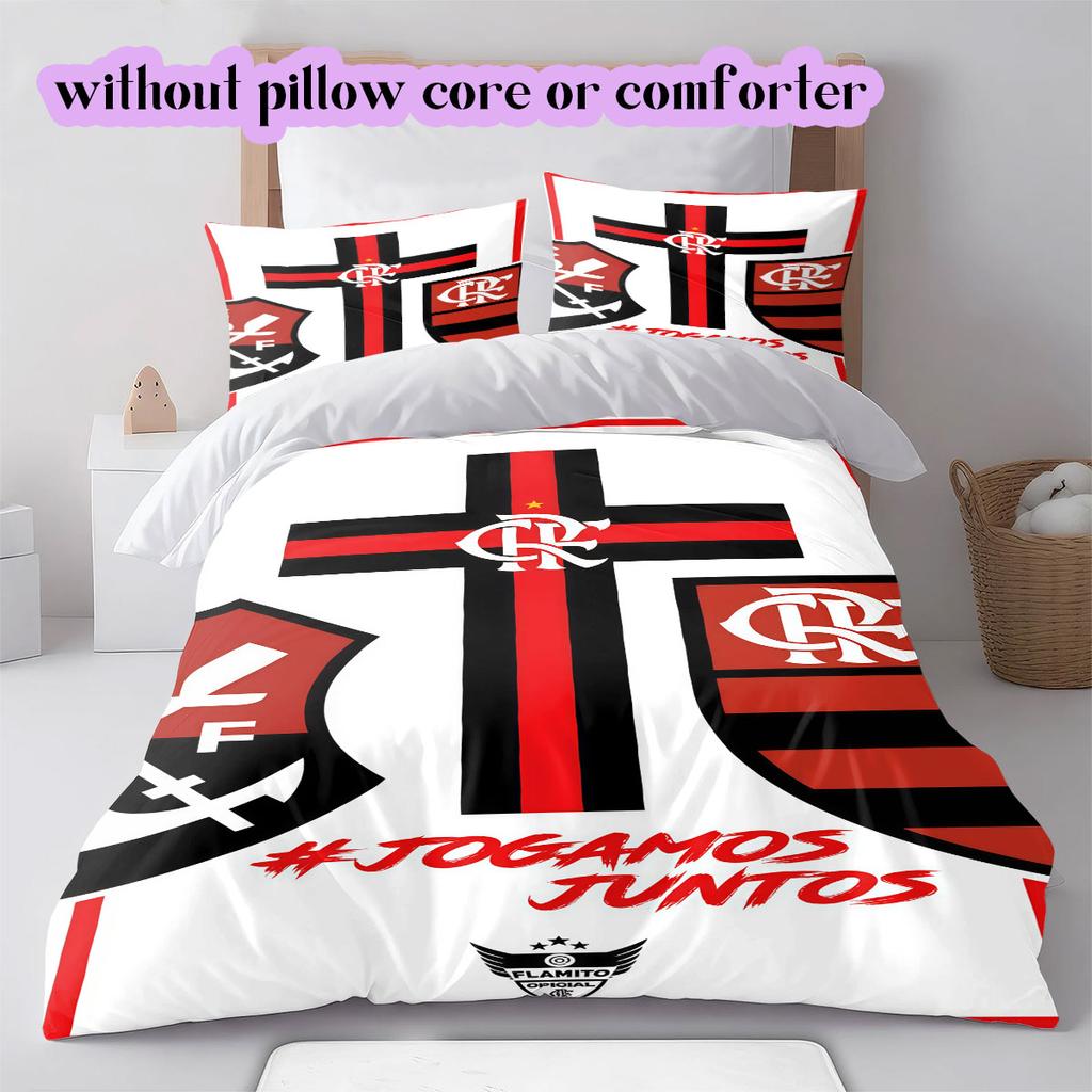 Flamengo football soccer Pattern Bedding,Quilt Set Quilt Cover Pillowcase Home Birthday Gift (1*duvet cover+2*pillowcase,without core)