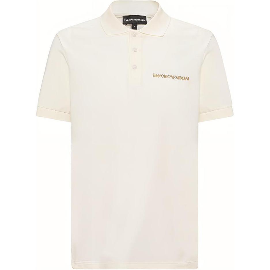 EMPORIO ARMANI Polo Shirts Men's Ecru Polo Collar Moderate Straight Fit 3L1F8P-1JX5Z-F121