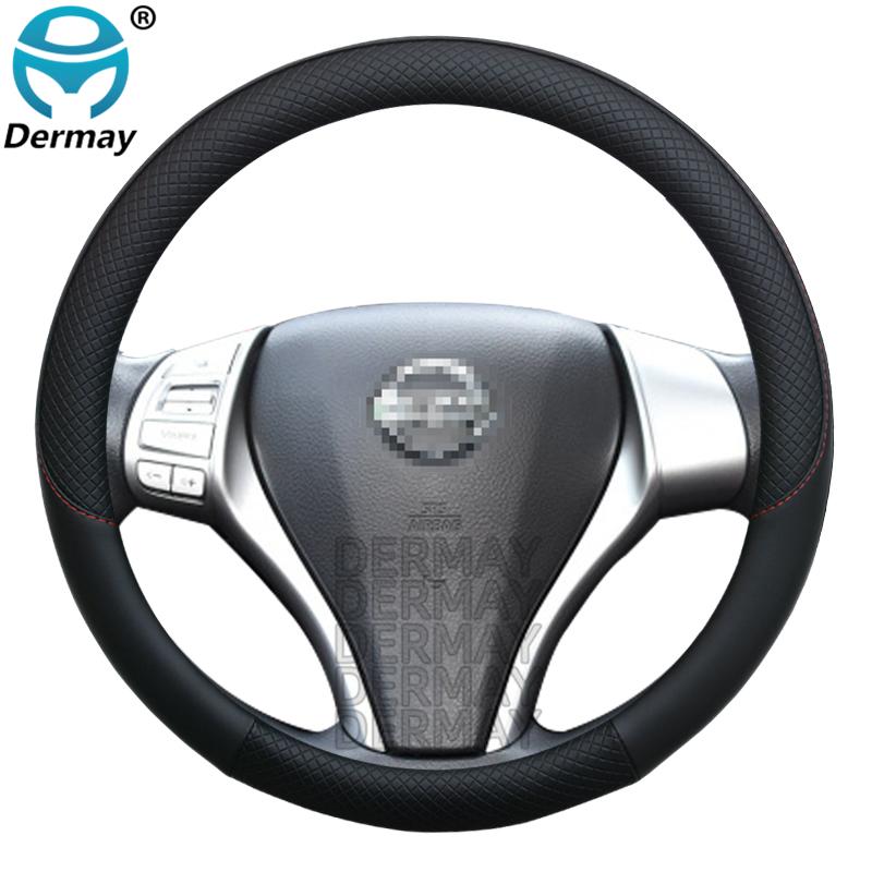 100% Бренд DERMAY Кожаная Накладка на Руль Спортивного Автомобиля для Nissan Tiida 2004~ Автоаксессуары