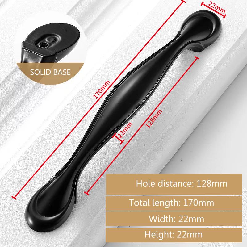 Black Furniture Cabinet Door Handle Cupboard Wardrobe Drawer Dresser Knob Pull 96/128mm Hole Kitchen Closet Manufacture Factory