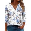 Women's T Shirt Tee Printed 3/4 Sleeve Daily Weekend Fashion Basic V Neck Regular Top
