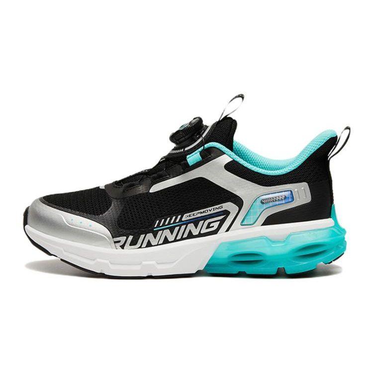 Anta Star Jump Cushioning Shock Absorption Low Top Kids Running Shoes Kids Running Shoes Black Silver 312315531-6