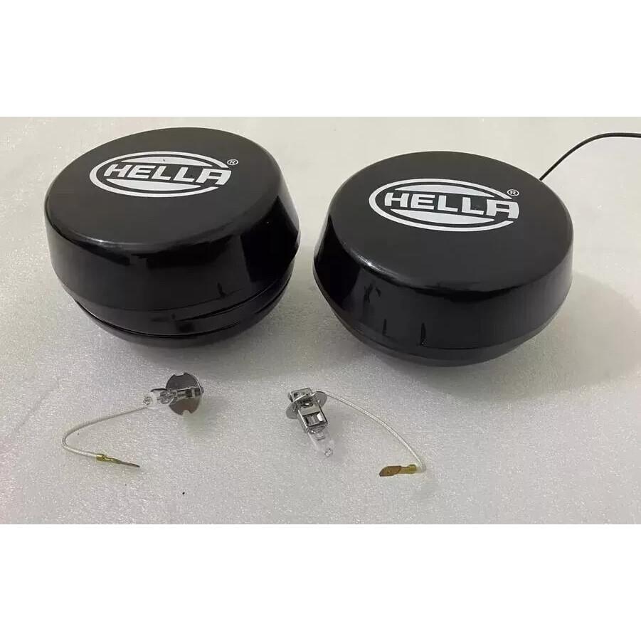 Пара желтых противотуманных фар Hella с крышкой и лампочкой H3 (галогенная) Универсальные