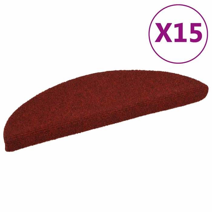VidaXL Self-adhesive Stair Treads 15 Pieces 56 X 17 X 3 Cm Burgundy Red Semicircular 132694