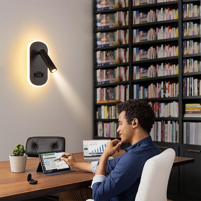 Настенный светильник для спальни, светильник для чтения, креативный прикроватный настенный ночник с зарядкой через USB-выход для прикроватного интерьера