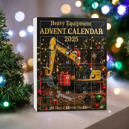 Экскаватор Адвент-календарь 2026 24 дня экскаваторной техники Обучение Веселье Рождественский кулон Праздничный обратный отсчет Подарок