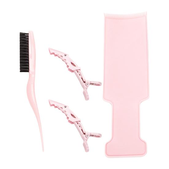 4Pcs/Set Hair Coloring Board with Clips Long Handle Brush Styling Tools Long Hair Dyeing Highlighting Board Kit Hair Salon Supplies
