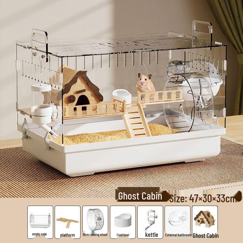 Роскошная акриловая клетка для хомяка: Большая, прозрачная, вилла с защитой от укусов для золотистых хомяков
