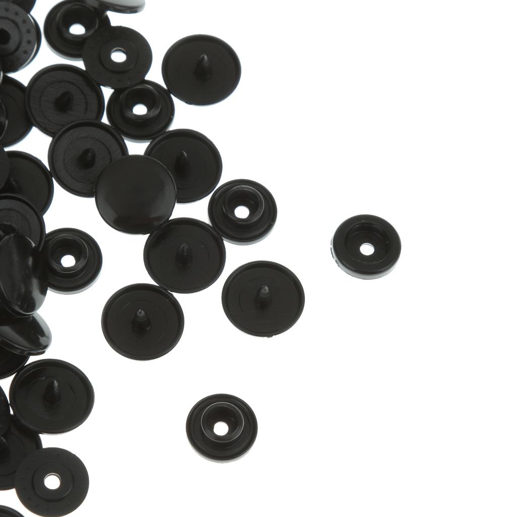 Set of 3 Resin Snap Buttons Clips Press Studs For Sewing 10.7MM Black