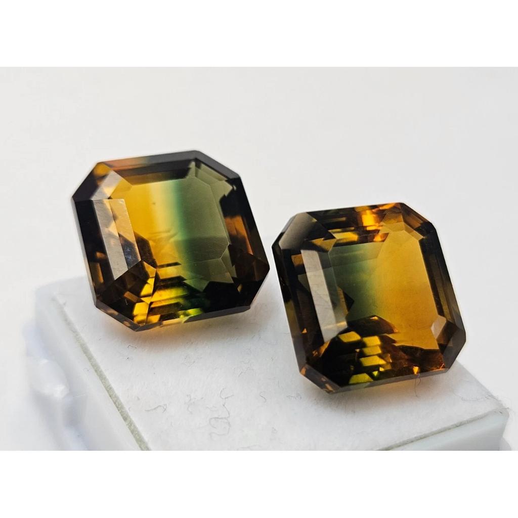 Asscher Cut Natural Bi-Color Tourmaline 22+ Ct Stunning Certified Gemstone