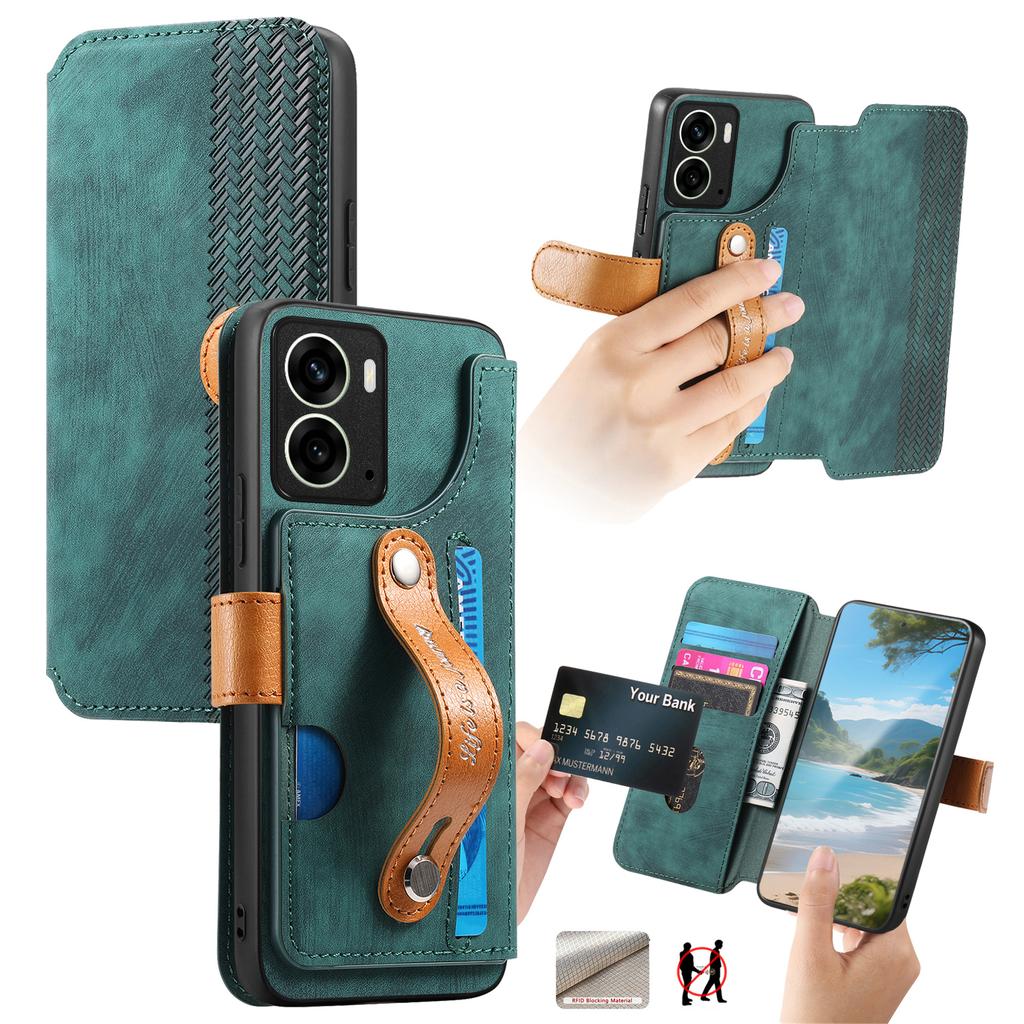 Для Realme 14 5G Чехол-кошелек Ретро кожаный чехол для телефона с ремешком на запястье и подставкой