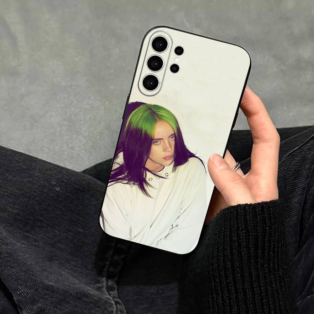 Чехол для телефона Singer B-Billie Eilish для Samsung S25, S24, S21, S22, S23, S30, Ultra, S20, Plus, Fe, Note, 10, 9, 5G Черный