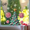 Christmas Tree Wall Decals Candy Window Static Sticker Waterproof PVC Removable Cane Holiday Stickers Glass Clings Decorative Decal for Store