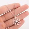 Women's Japanese & Korean-Style Snowflake Pendant Necklace - Stainless Steel Clavicle Chain, Simple Christmas Fashion Accessory.