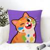 Surprised Cat Funny Party Pattern Pillow Case Cotton Linen Fabric Square Zipper Pillowcase Home Decorative Living Room