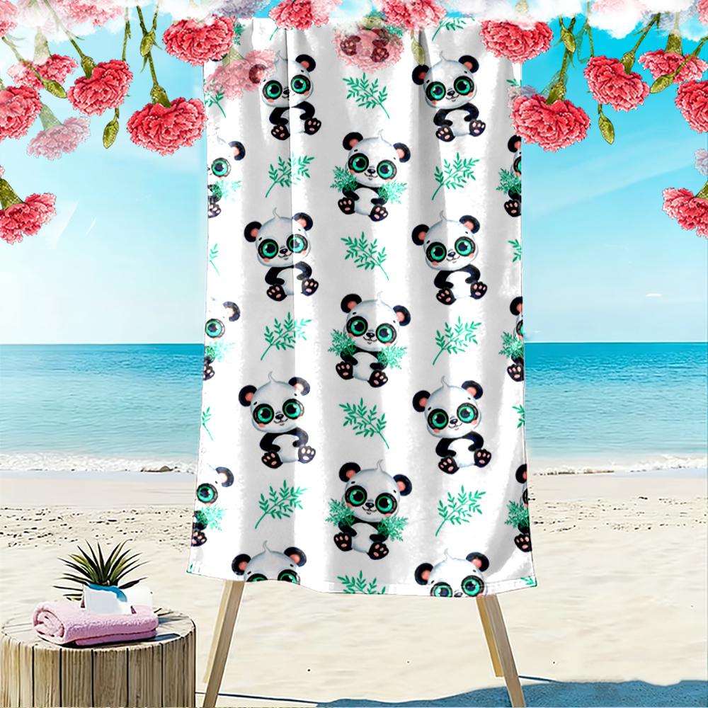 Cute Panda and Bamboo Pattern Design Beach towel quick-drying for travel outdoor sports jogging beach and swimming