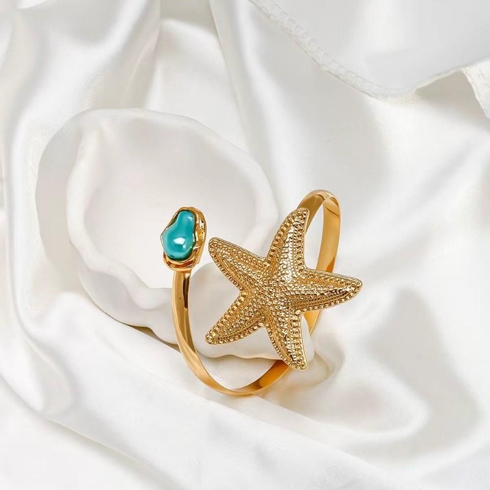 Pearl Starfish Open Armband Bangle Adjustable Armlet Bangle for Women Girls