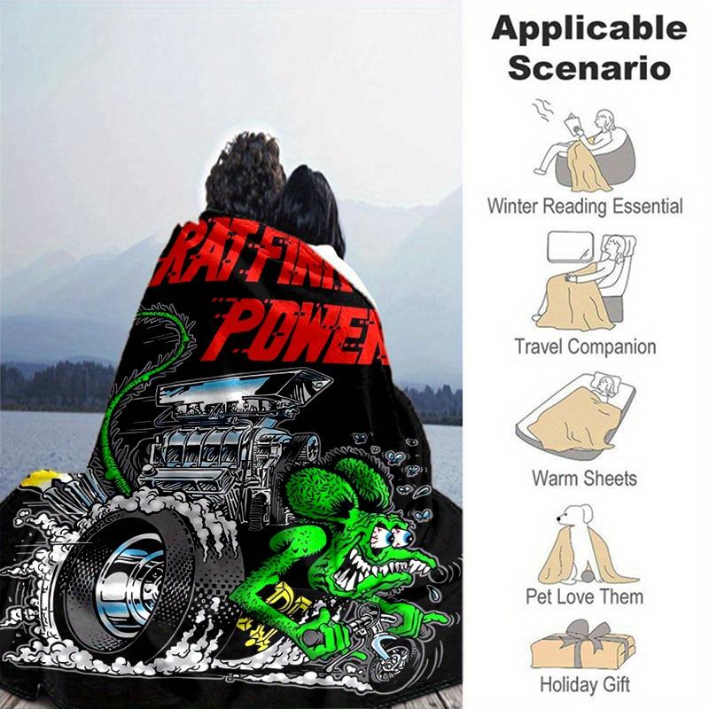 1pc Rat Fink Power Blanket, Soft Throw for Room Decor, Perfect Gift for Family and Friend, Living Room, Travel, Camping, Car Blankets, Beach, Office N