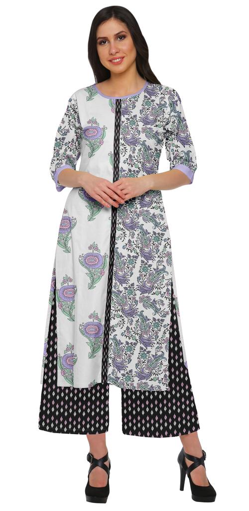 Moomaya Printed Indian Palazzo Set Viscose Santoon Women Ethnic Wear Plus