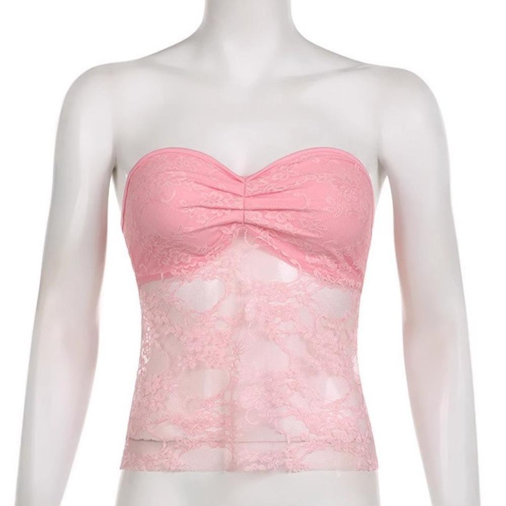 Sweet Lace Bra Camisole Streetwear Tube Tops Korean Strapless Vest Tops Summer