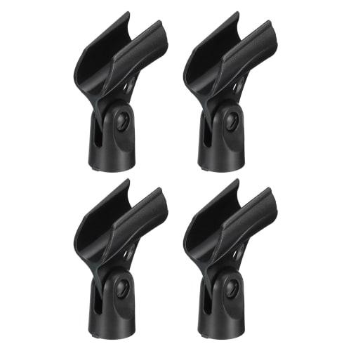 uxcell Microphone Holder, O.D. 21mm - 33mm Plastic Interface, Microphone Holder Clip with 3/8" Metal Adapter for Lavalier Microphones, Black, Set of 4