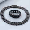 22/60CM 24MM Cuban Chain Bracelet Necklace For Men Hip-Hop Cool Black Gold Color Stainless Steel Necklaces Jewellery Accessories