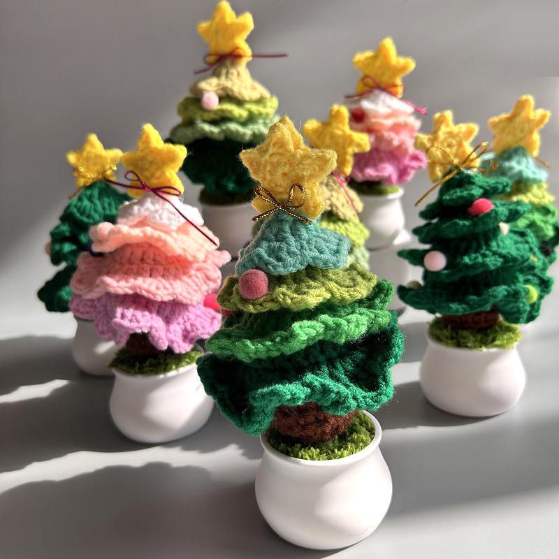 Рождественская елка ручной работы, готовые вязаные крючком украшения, креативный рождественский подарок для женщин, рождественские украшения, рождественские товары