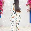Women Plus Size Pink Black White Printed Round Neck Long Sleeve Layered Top Long Pants Two Piece Set