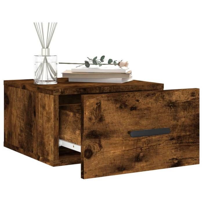Table de chevet - Maison Exclusive - murale flottante - chêne fumé - 35x35x20 cm