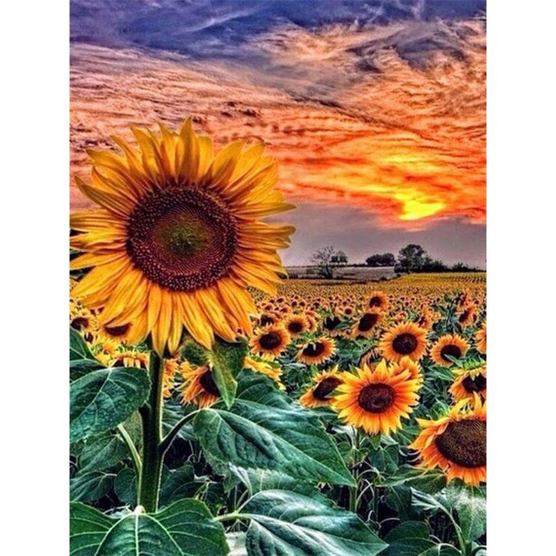 5d Diy Diamond Painting Full Round Mosaic Sunflowers Diamond Embroidery Flower Kit Handicraft Decoration For Home