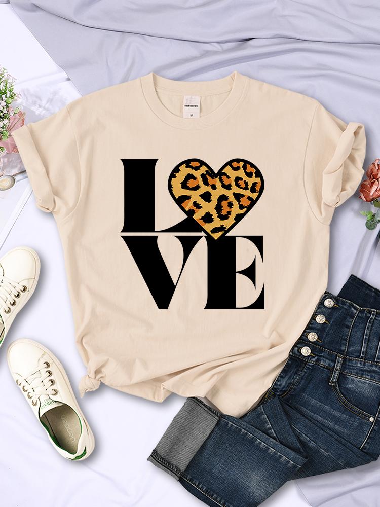 Vintage Leopard Love Forever Unisex T Shirt Fashion Casual Short Sleeve Hip Hop Cool Clothes Breathable Oversize Tshirt Female