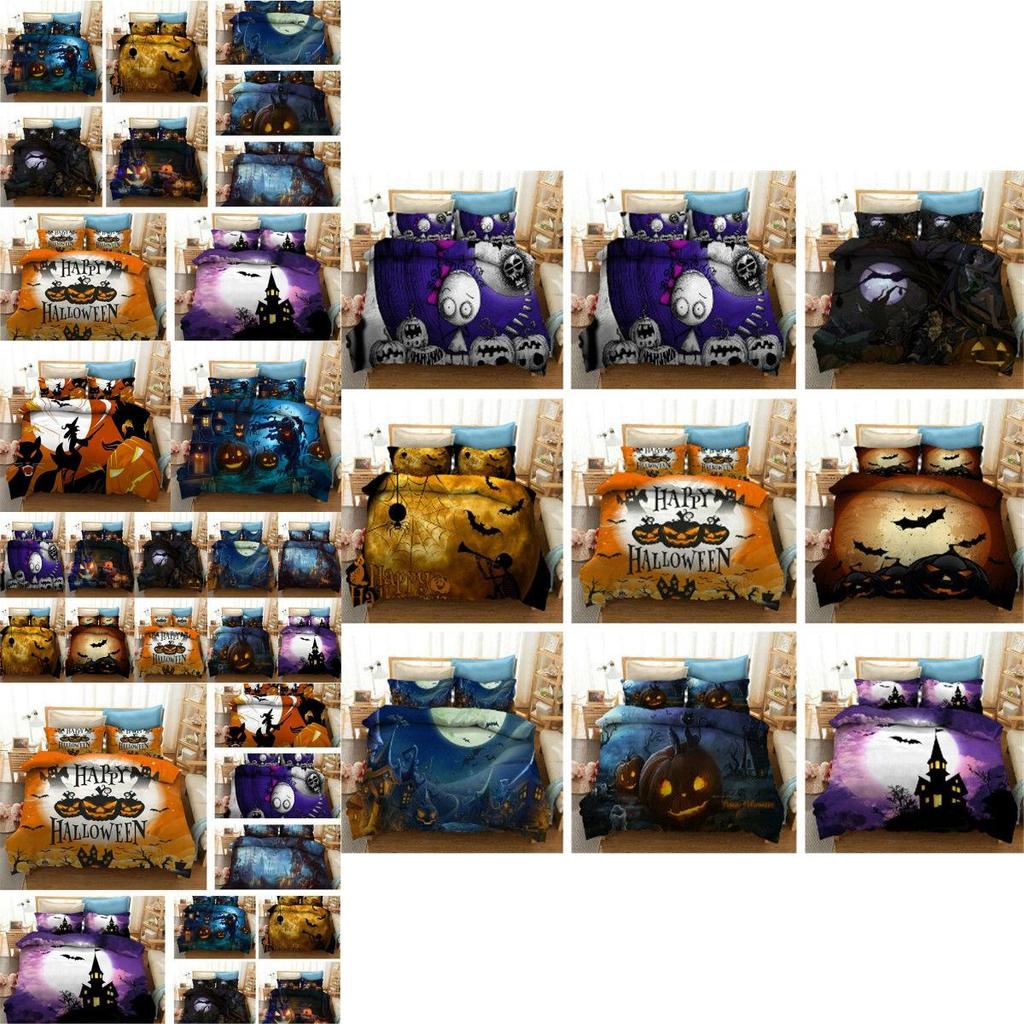 Причудливый Хэллоуинский 3D Мультяшный Комплект Постельного Белья С Очаровательными Узорами Ведьмы И Тыквы