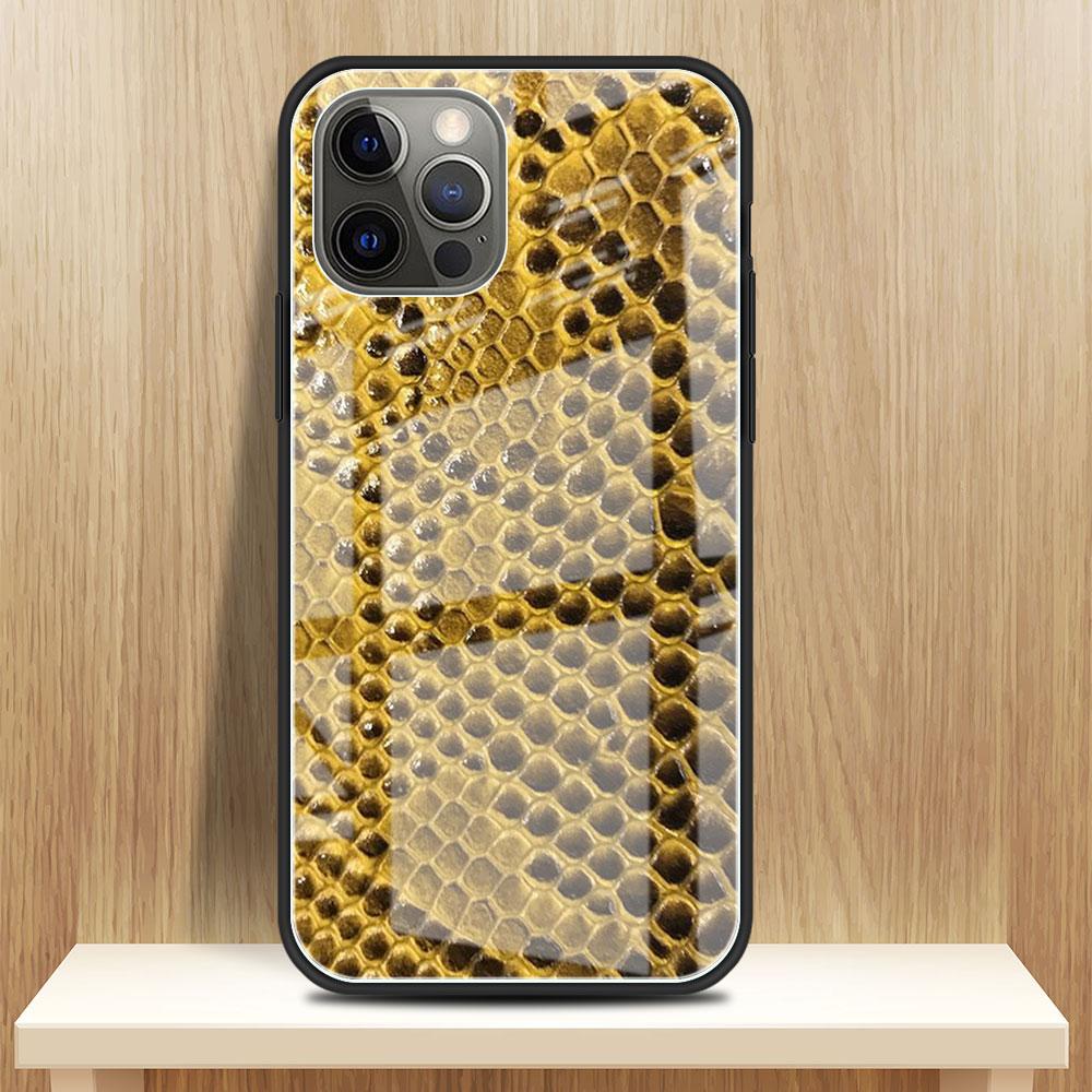 Стеклянный чехол с принтом змеиной кожи для Apple iPhone 14 13 Pro 11 12 7 8 Plus SE 2022 XR X XS Max 6 6S, закаленный чехол для телефона