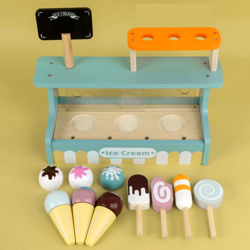 Wooden New Design Pretend Ice Cream Shop Kids Educational Learning Children Baby Toys Early Education Montessori